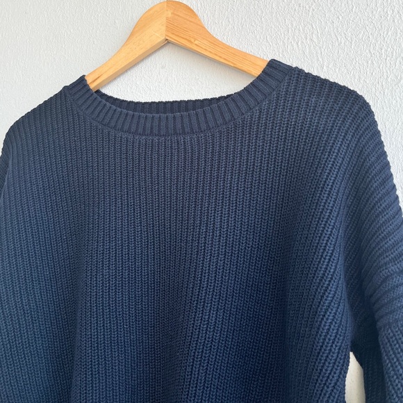 H&M | Navy Ribbed Knit Sweater With Lacing - Picture 4 of 16